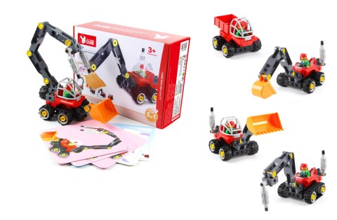 Klocki konstrukcyjne koparka, spycharka 5w1 (42 klocki + 5 kart)