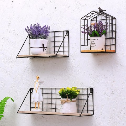 Półka ścienna metalowa styl LOFT 45 x13,5 cm- czarna