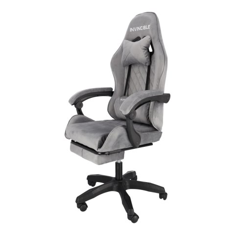 Fotel Gamingowy Szary Obrotowy Biurowy Do Biurka Z Podnóżkiem