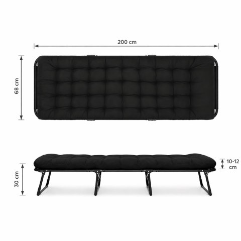 Składane Łóżko Turystyczne Polowe Kanadyjka 200x68 Cm Z Matercem Czarne