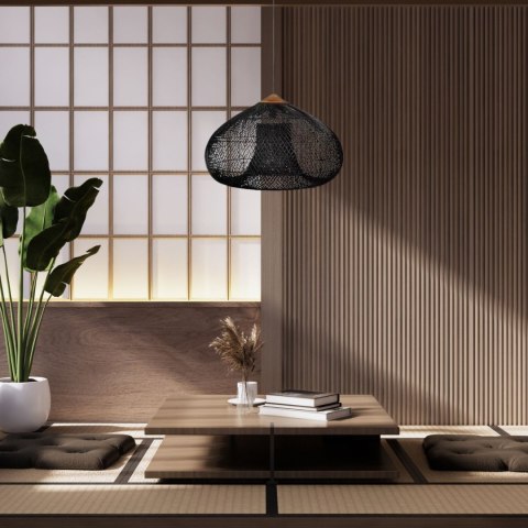 Sufitowa naturalna lampa rattanowa wisząca - 40cm - czarna