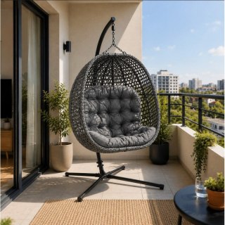 Fotel wiszący, huśtawka kokon z poduszkami DWUOSOBOWY- BOX KR46SZ