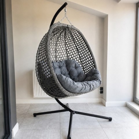 Fotel wiszący, huśtawka kokon z poduszkami DWUOSOBOWY- BOX KR46SZ